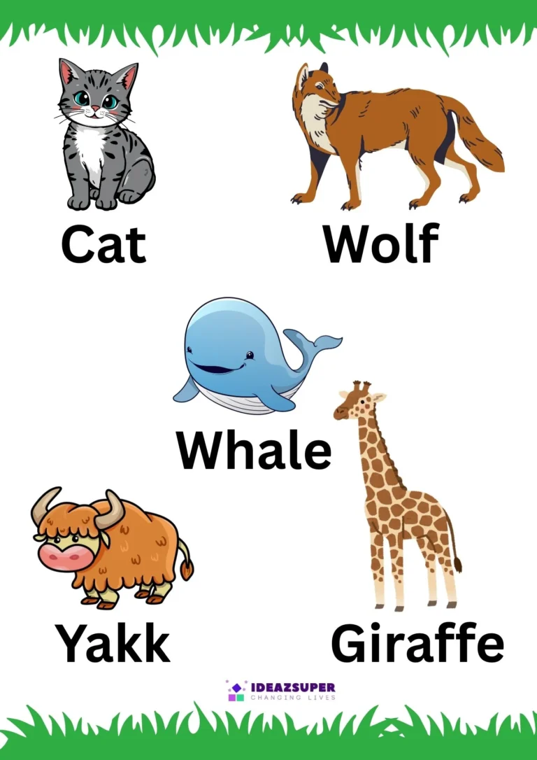 Animal Names worksheet for preschool, sample page 1