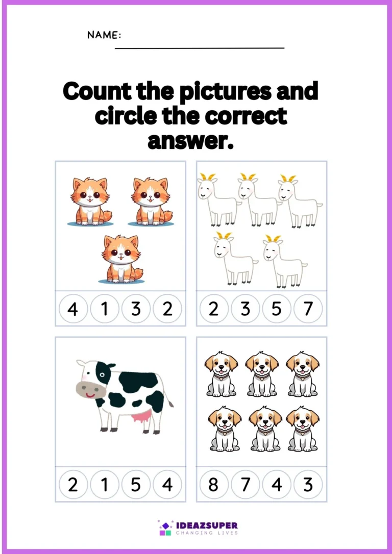 Animal Names worksheet for preschool, sample page 2