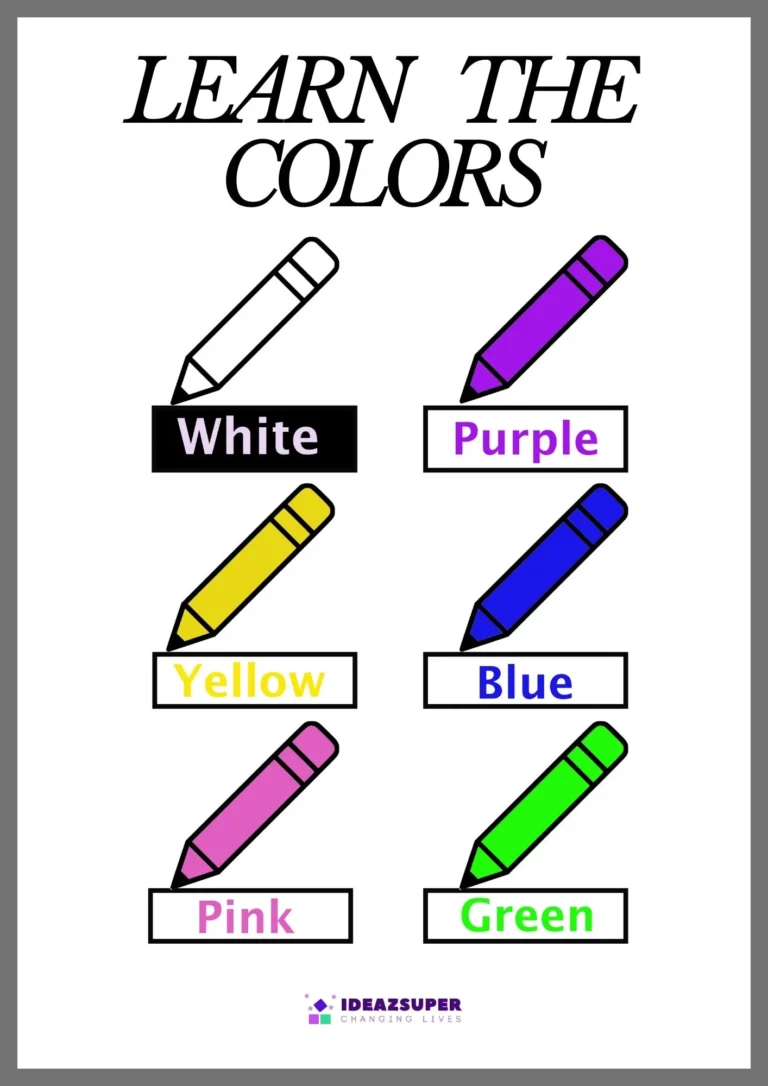 Colours worksheet for preschool, sample page 1