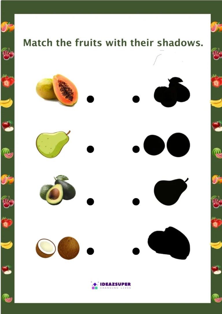 Fruit Names worksheet for preschool, sample page 2
