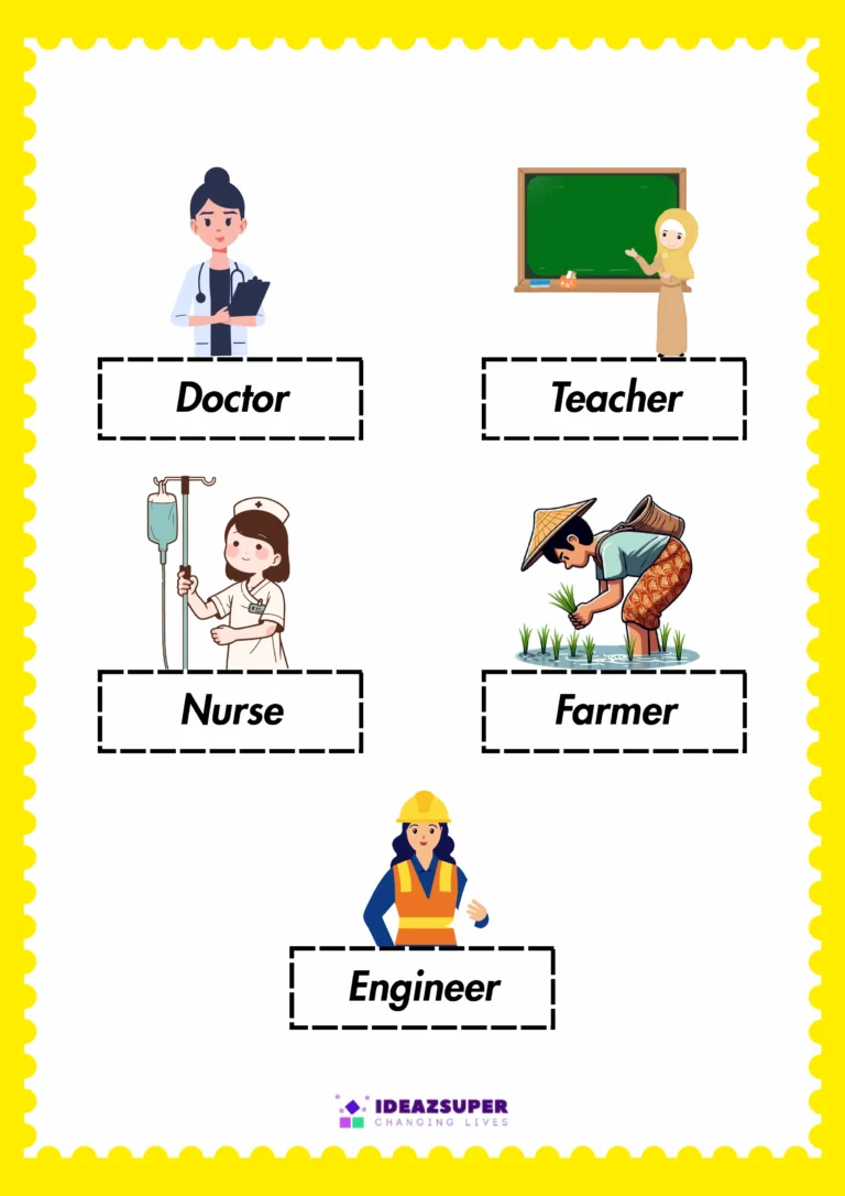 Community Helpers worksheet for preschool, sample page 1