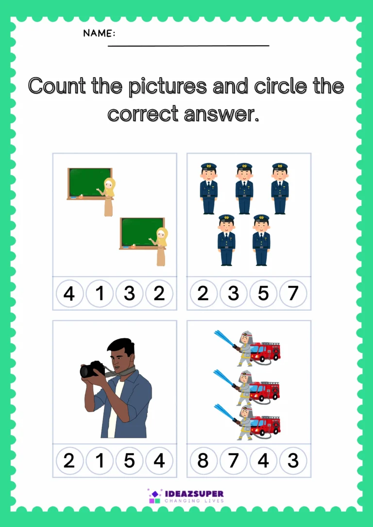 Community Helpers worksheet for preschool, sample page 2