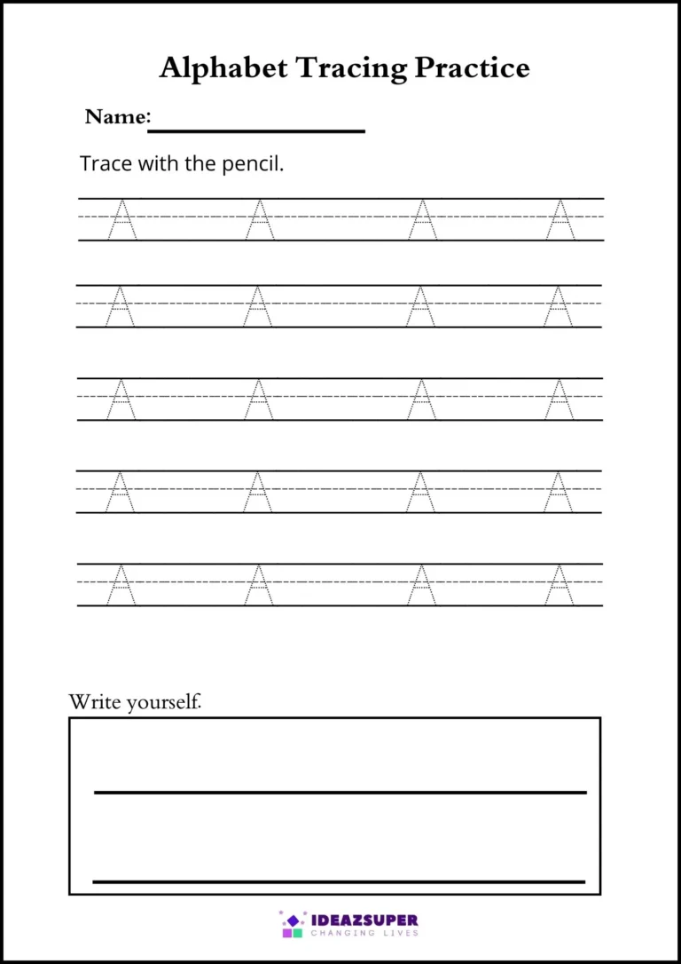Alphabet Tracing Worksheets A to Z for Preschool sample page 1