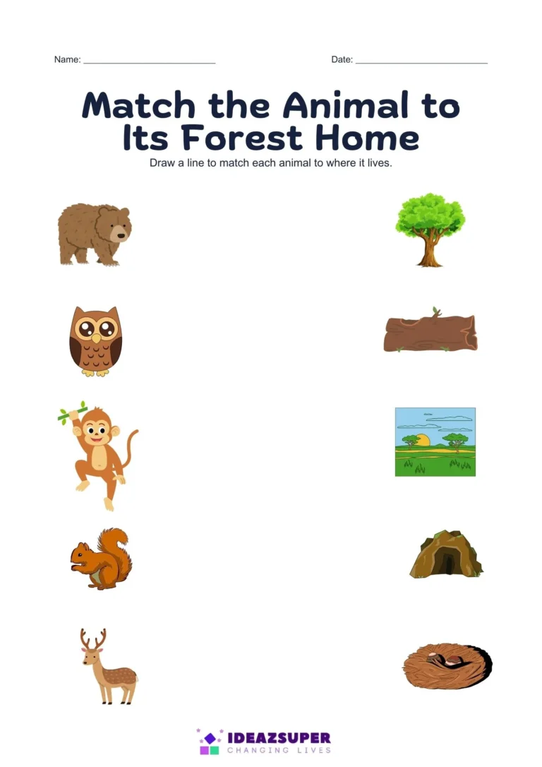 International Day of Forests printable worksheet for preschool kids, sample page 1