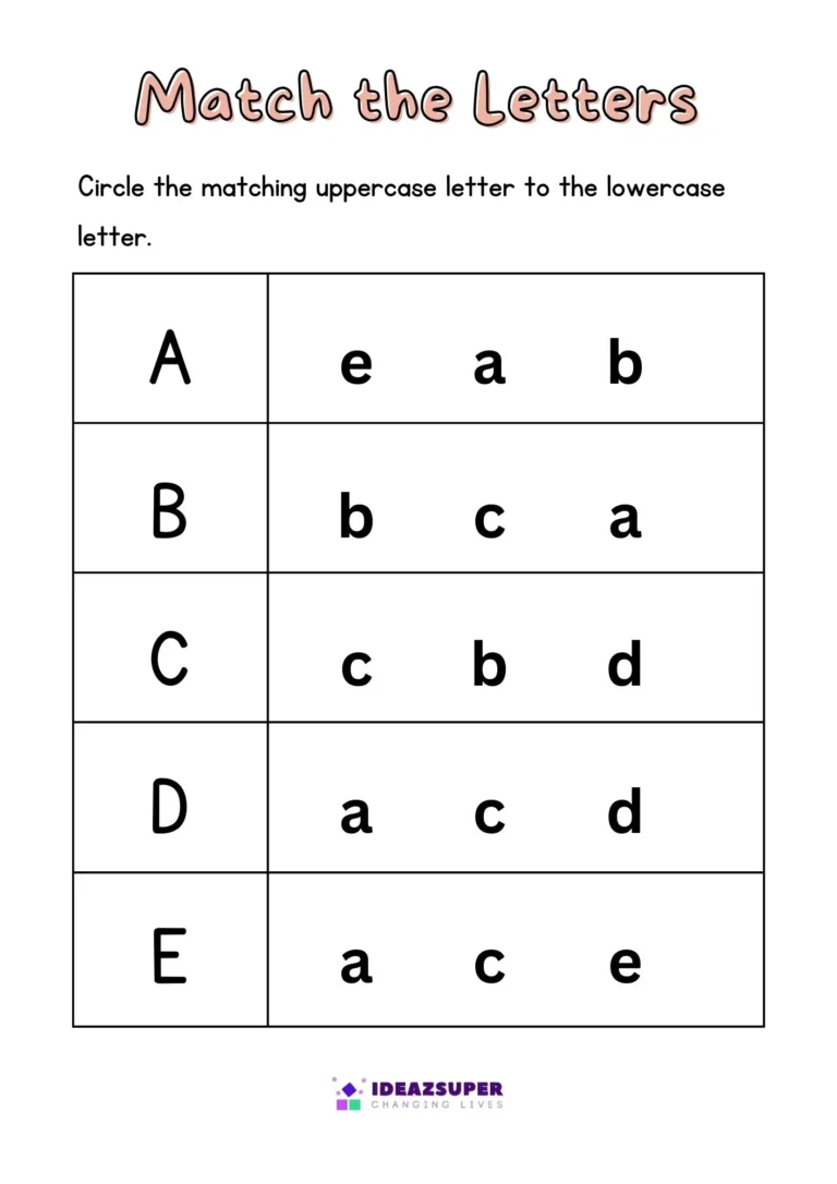 Uppercase and Lowercase Letter Matching Worksheets sample page 1