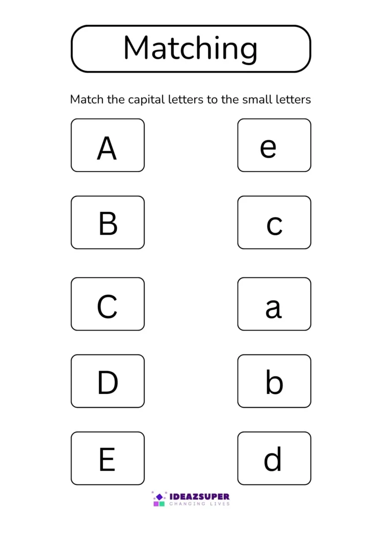 Match the Columns: Capital and Small Letters sample page 1