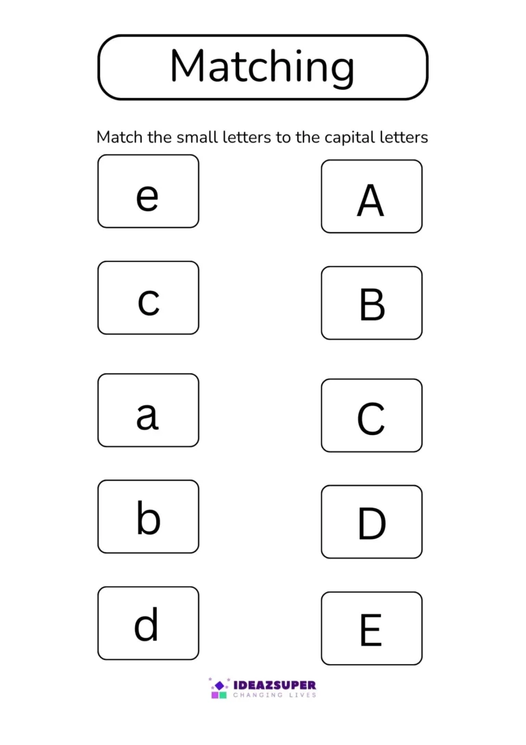 Match the Columns: Capital and Small Letters sample page 2