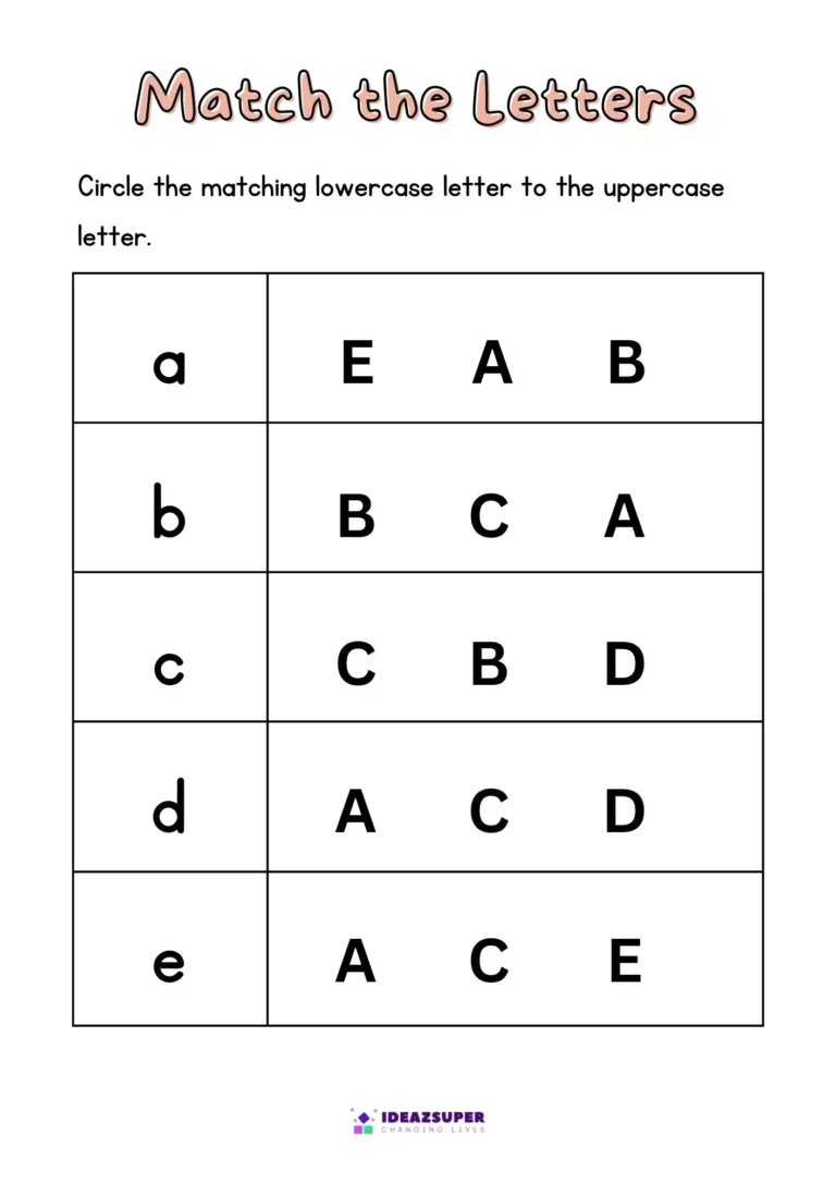 Uppercase and Lowercase Letter Matching Worksheets sample page 2