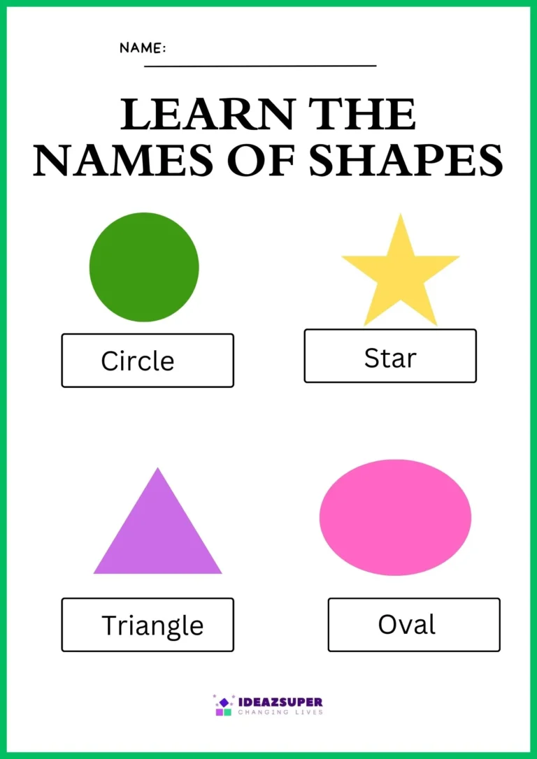 Shapes worksheet for preschool, sample page 1