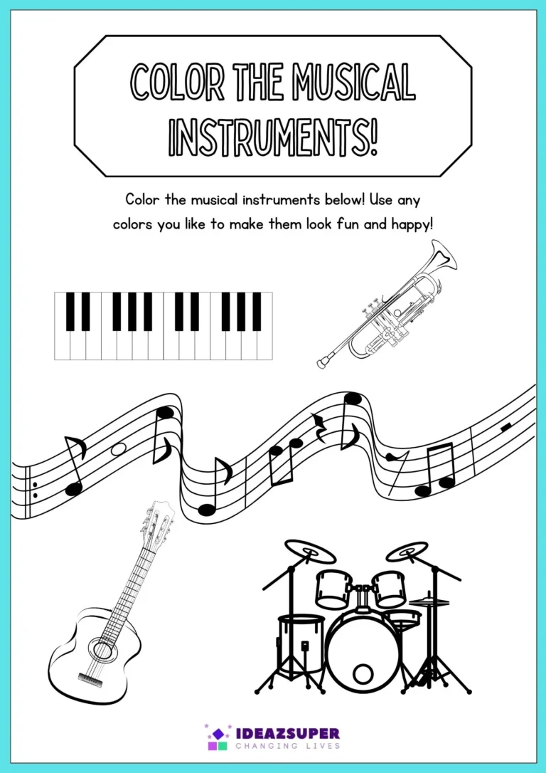 World Music Therapy Day printable worksheet for preschool kids, sample page 2