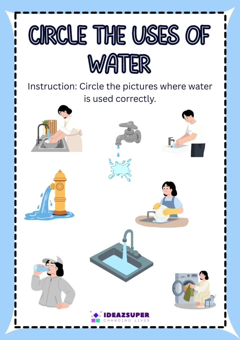 World Water Day printable worksheet for preschool kids, sample page 2