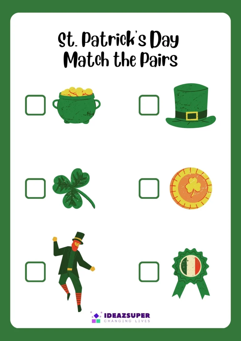 St. Patrick's Day printable worksheet for preschool kids, sample page 2