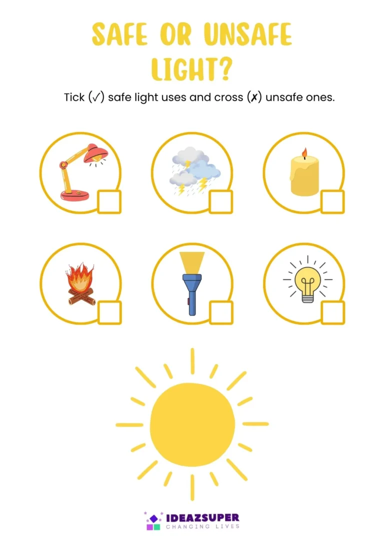 International Day of Light printable worksheet for preschool kids, sample page 2