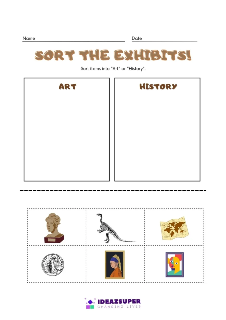 International Museum Day printable worksheet for preschool kids, sample page 2