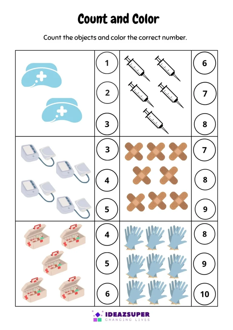 International Nurses Day printable worksheet for preschool kids, sample page 2