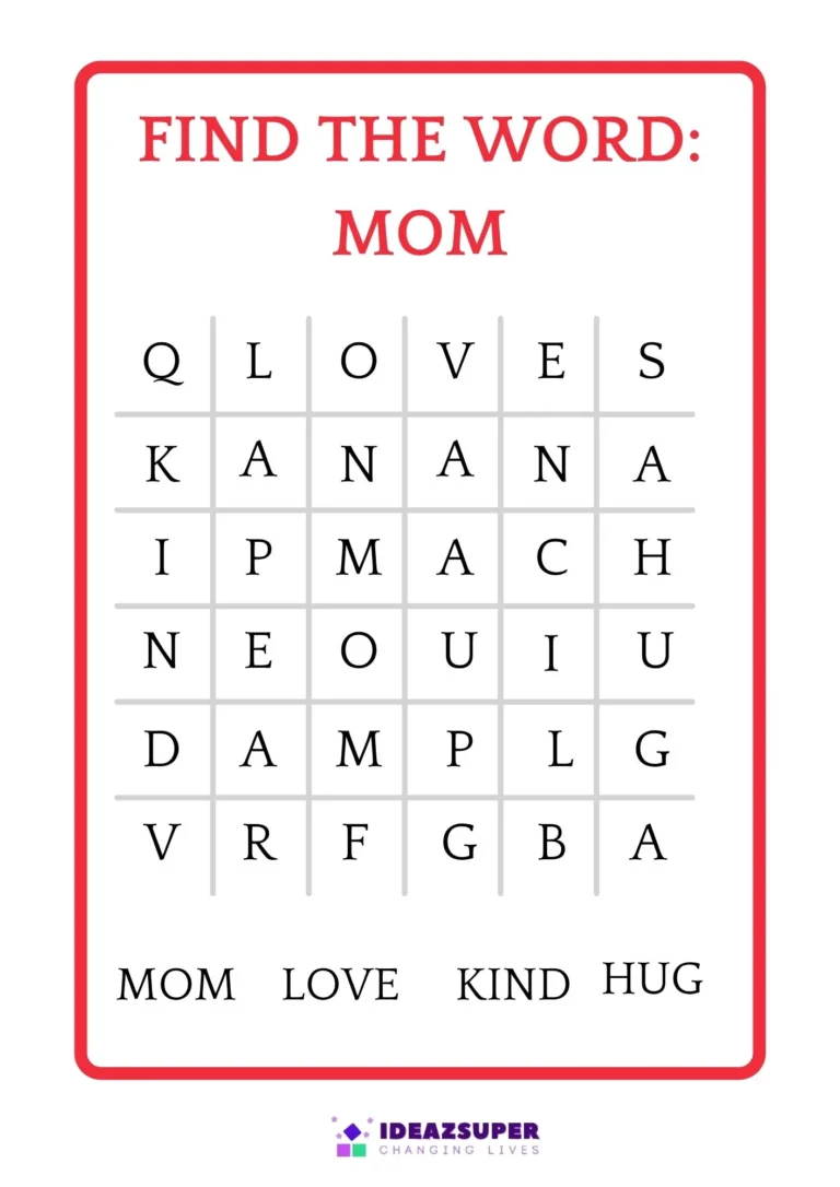 Mother's Day printable worksheet for preschool kids, sample page 1