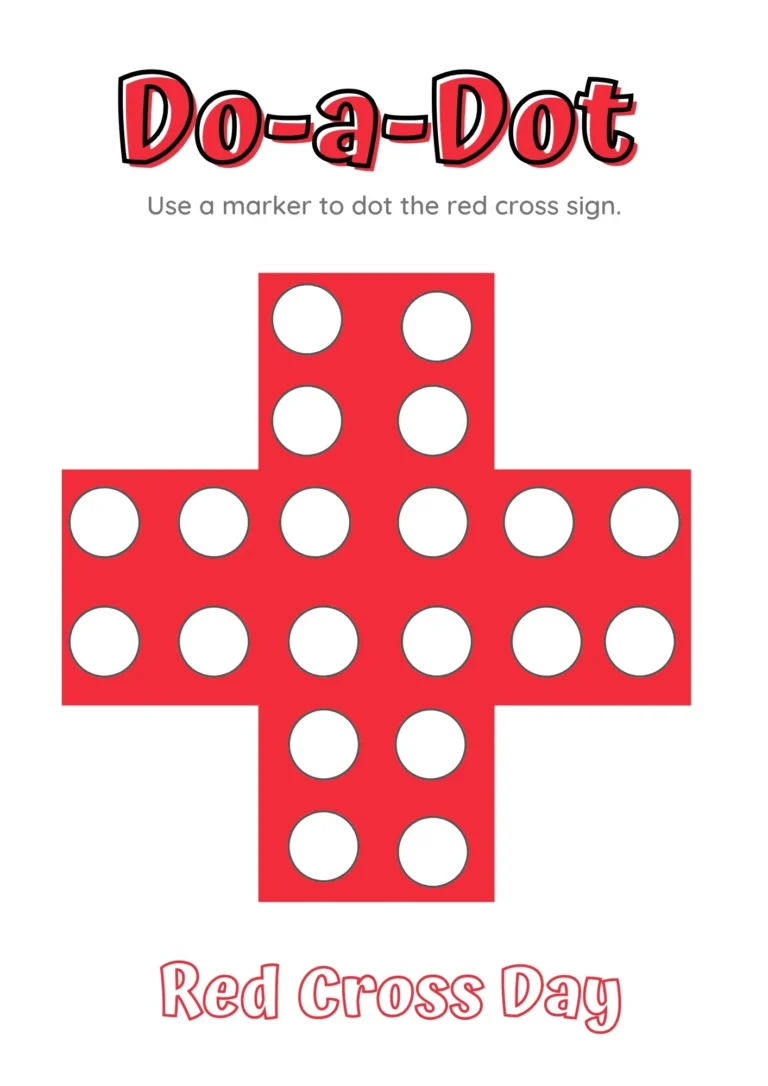 World Red Cross Day printable worksheet for preschool kids, sample page 2