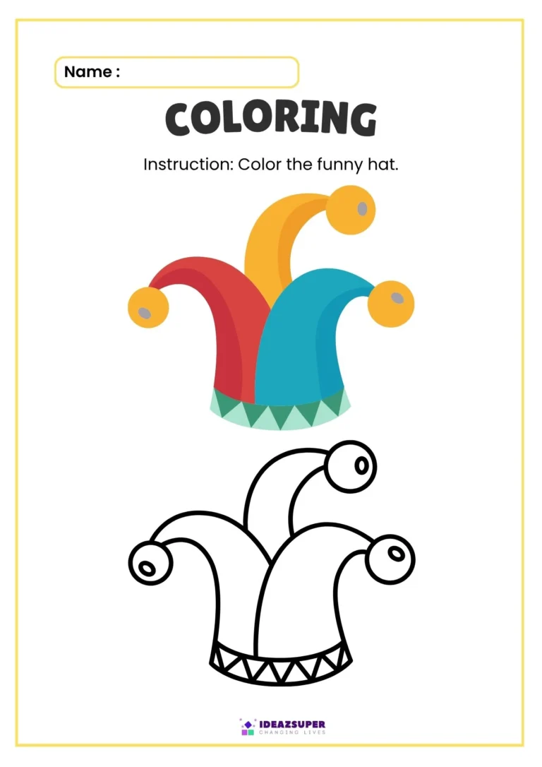 International Joke Day colouring page: colour the funny hat
