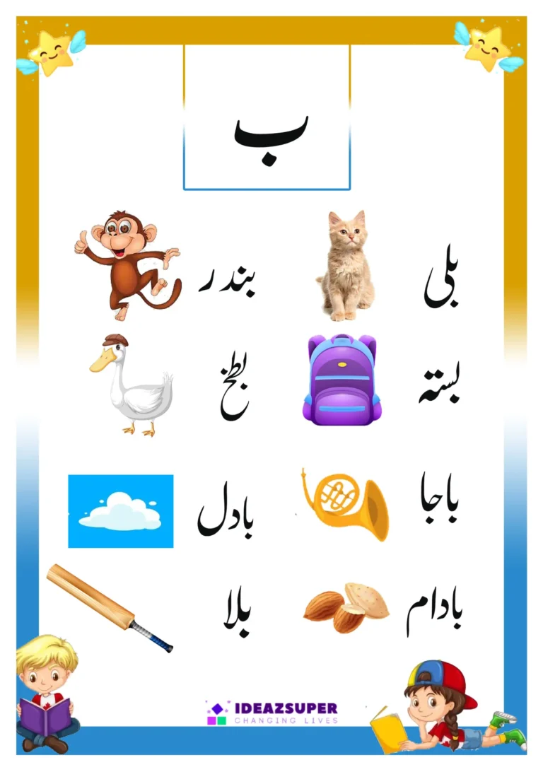 Alphabet Bay identification Urdu Flash Card