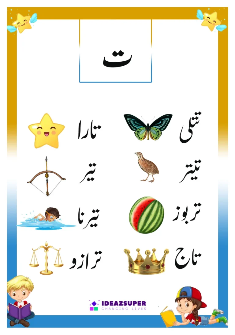 Alphabet Tay identification Urdu Flash Card