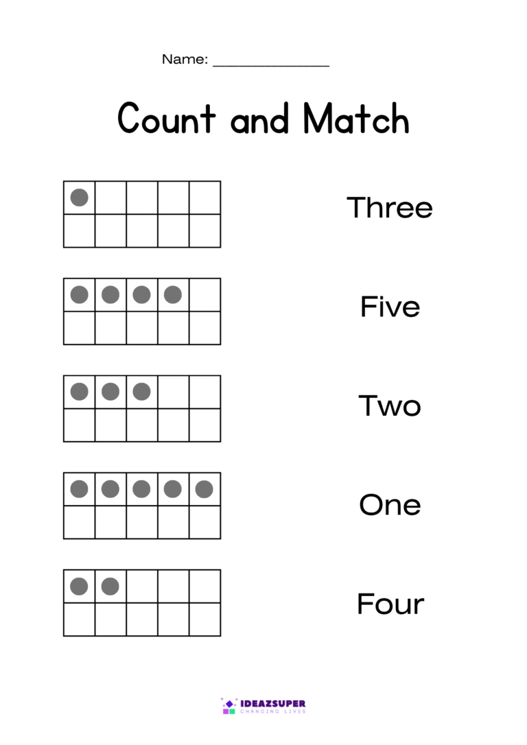 Number-1-2-3-4-5- count and match numbers in words worksheet
