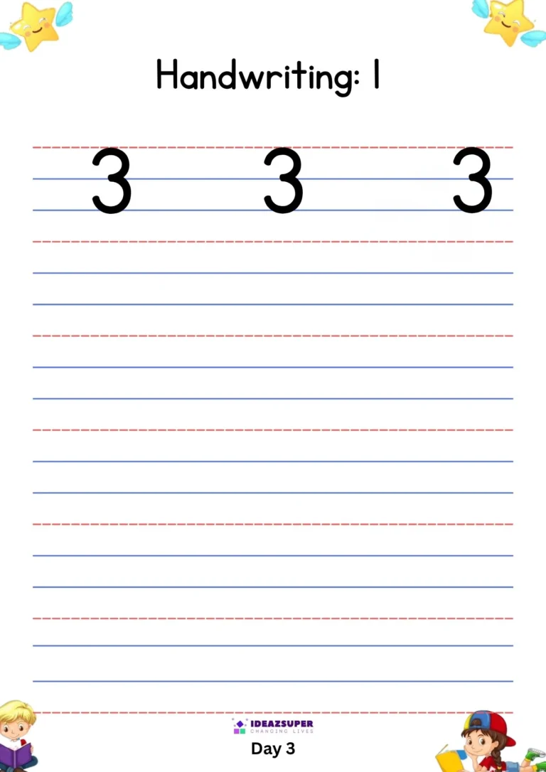Number-3-4-line-writing-practice