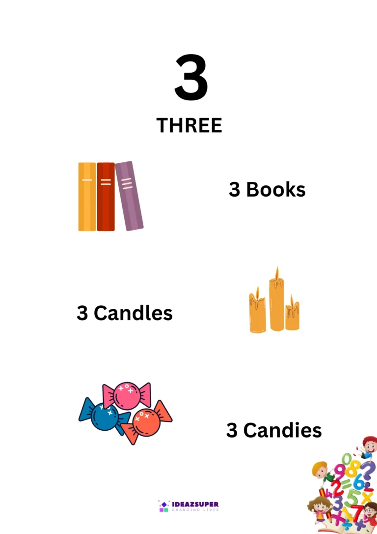 Number 3 Identification Flash Card