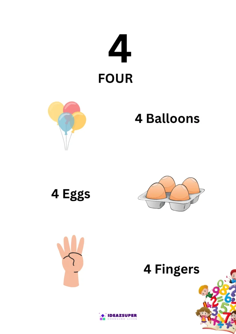Number 4 Identification Flash Card