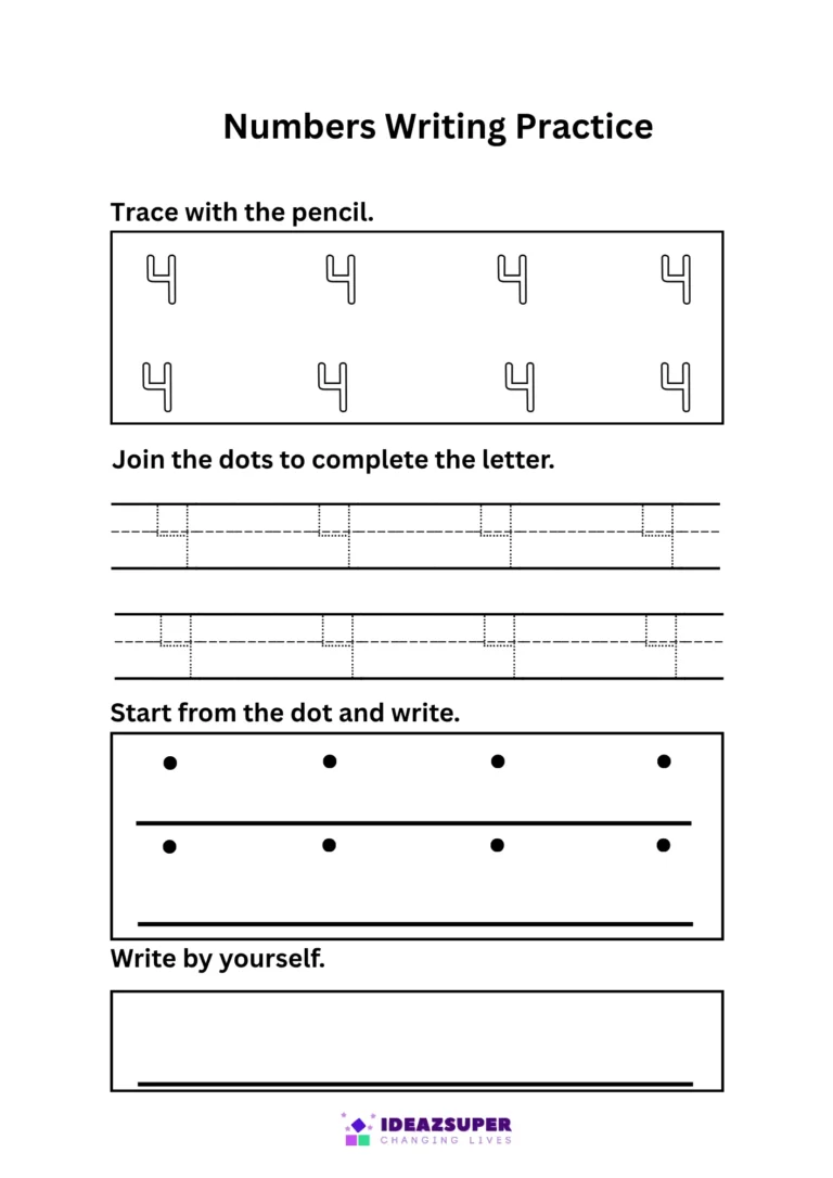 Number-4-tracing-writing-practice