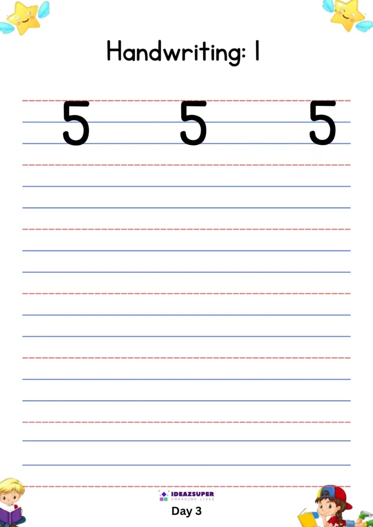 Number-5-4-line-writing-practice
