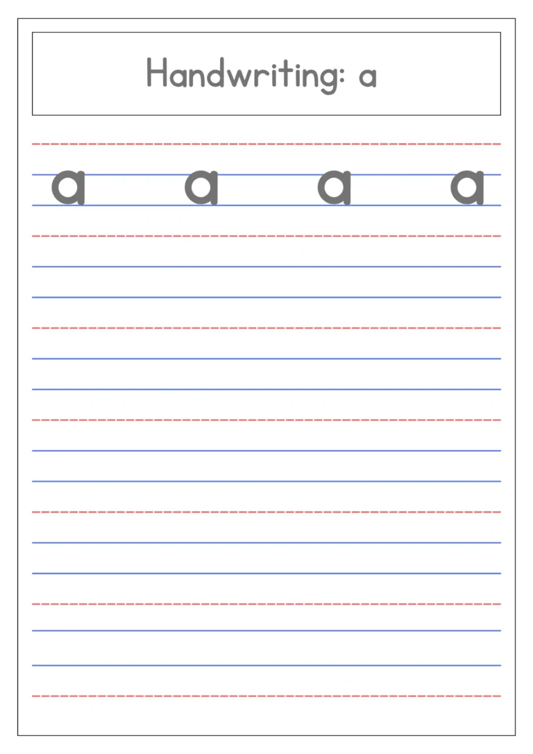 Small-letter-a-4-line-writing-practice