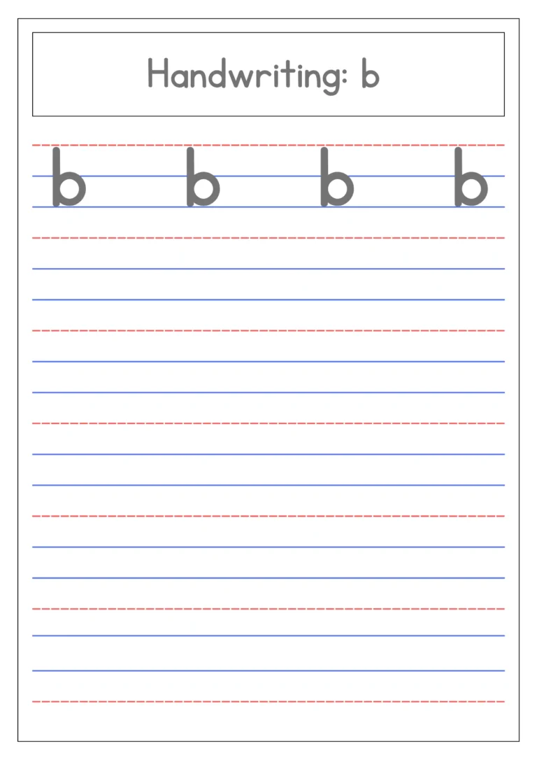 Small-letter-b-4-line-writing-practice