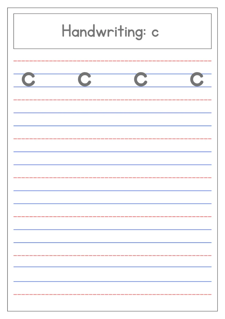 Small-letter-c-4-line-writing-practice