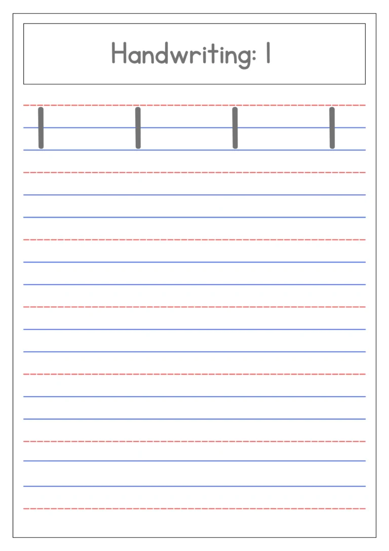 Small letter l handwriting practice on four-line paper