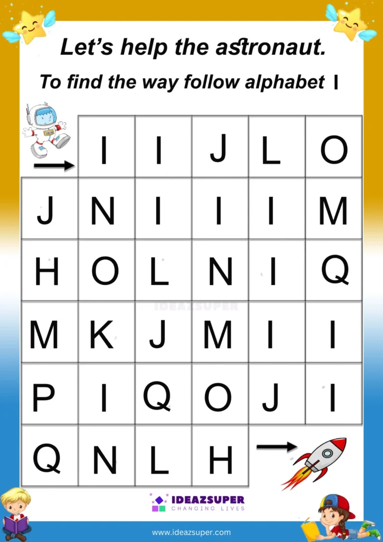 Capital letter I maze worksheet – follow I to find the way