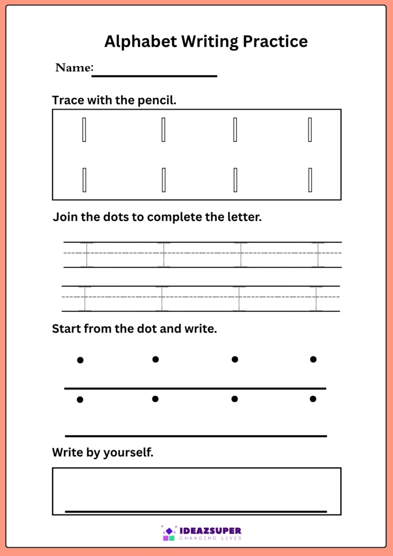 Capital letter I writing practice – trace I, join the dots, then write it by yourself