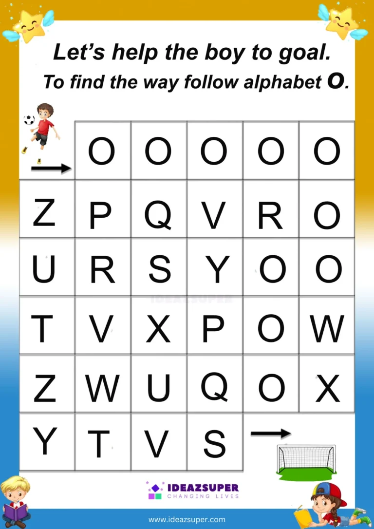 Capital letter O maze worksheet – follow O to find the way