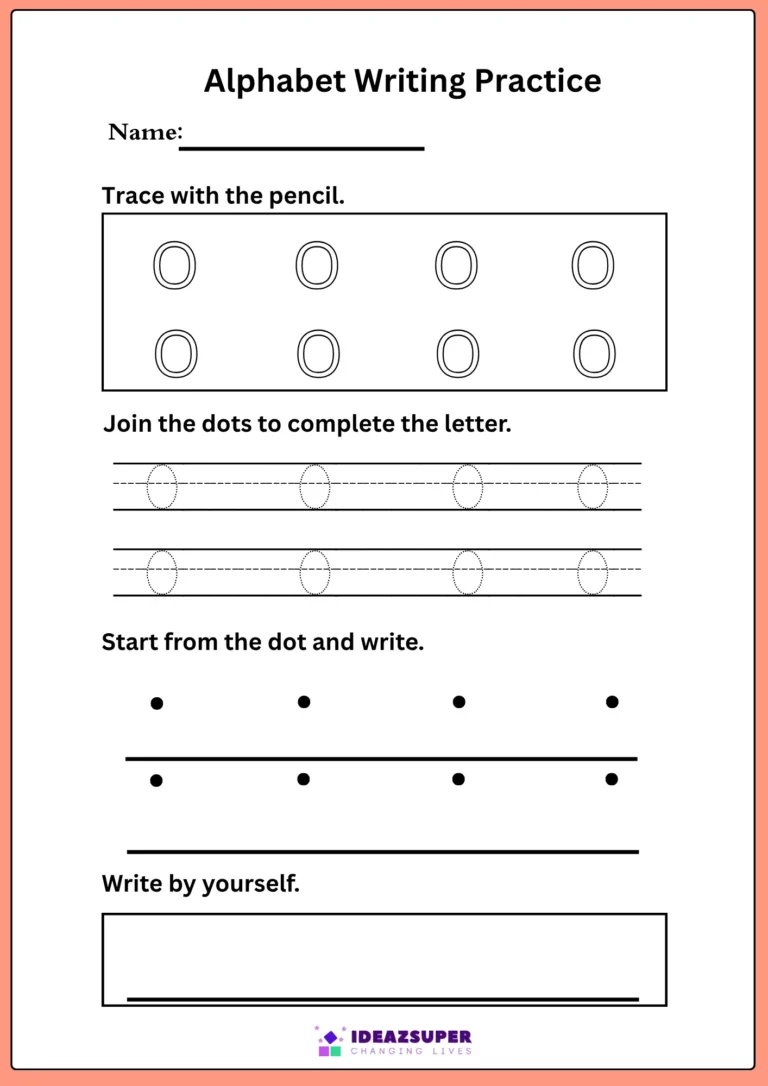 Capital letter O writing practice – trace O, join the dots, then write it by yourself