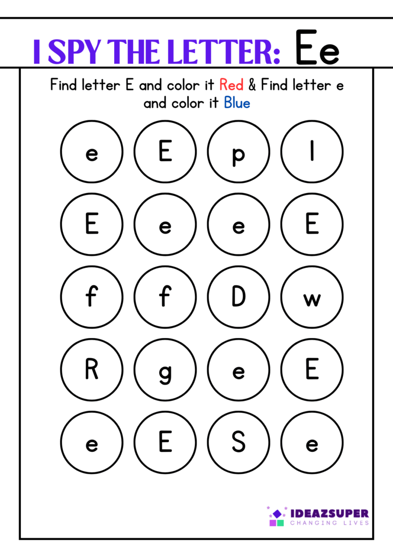 colour-letter-Ee-worksheet-preschool