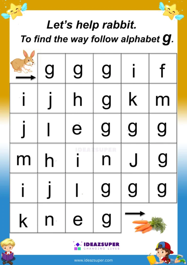 Small letter g maze worksheet – follow g to find the way