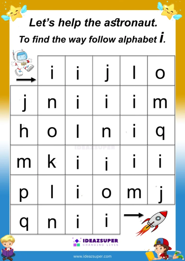 Small letter i maze worksheet – follow i to find the way