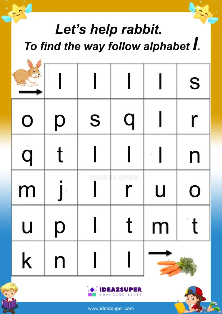 Small letter l maze worksheet – follow l to find the way