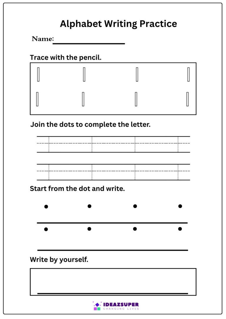Small letter l writing practice – trace l, join the dots, then write it by yourself