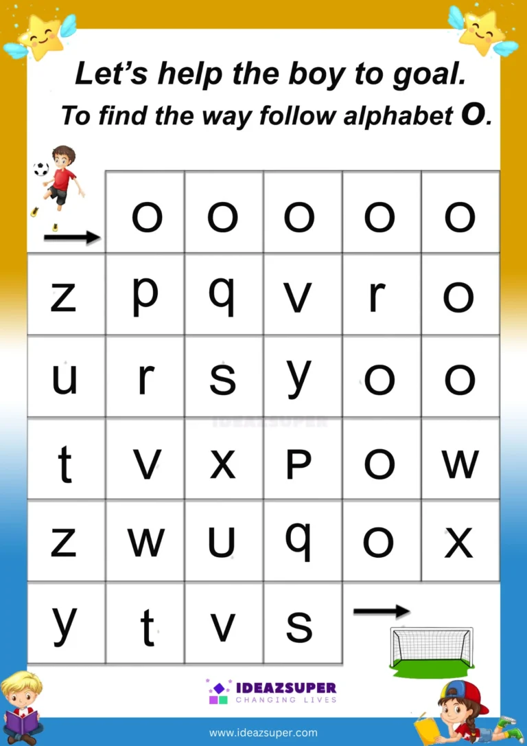 Small letter o maze worksheet – follow o to find the way