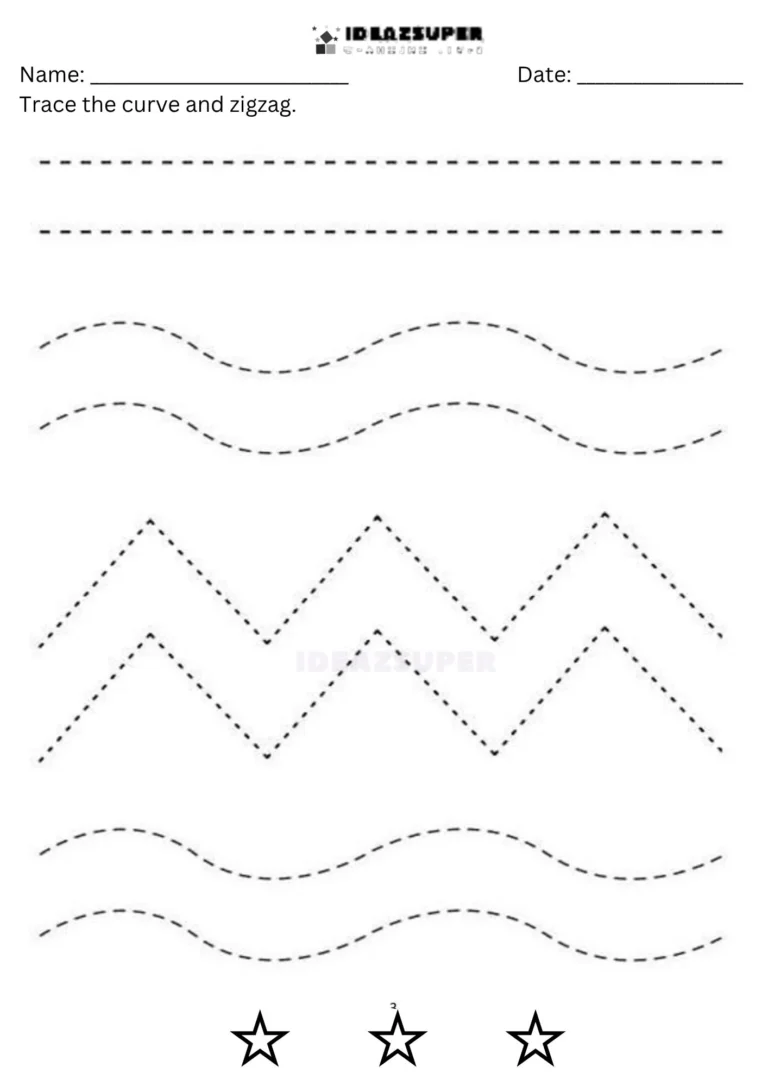 Pattern Writing Worksheets for Preschool trace the curve and zigzag lines
