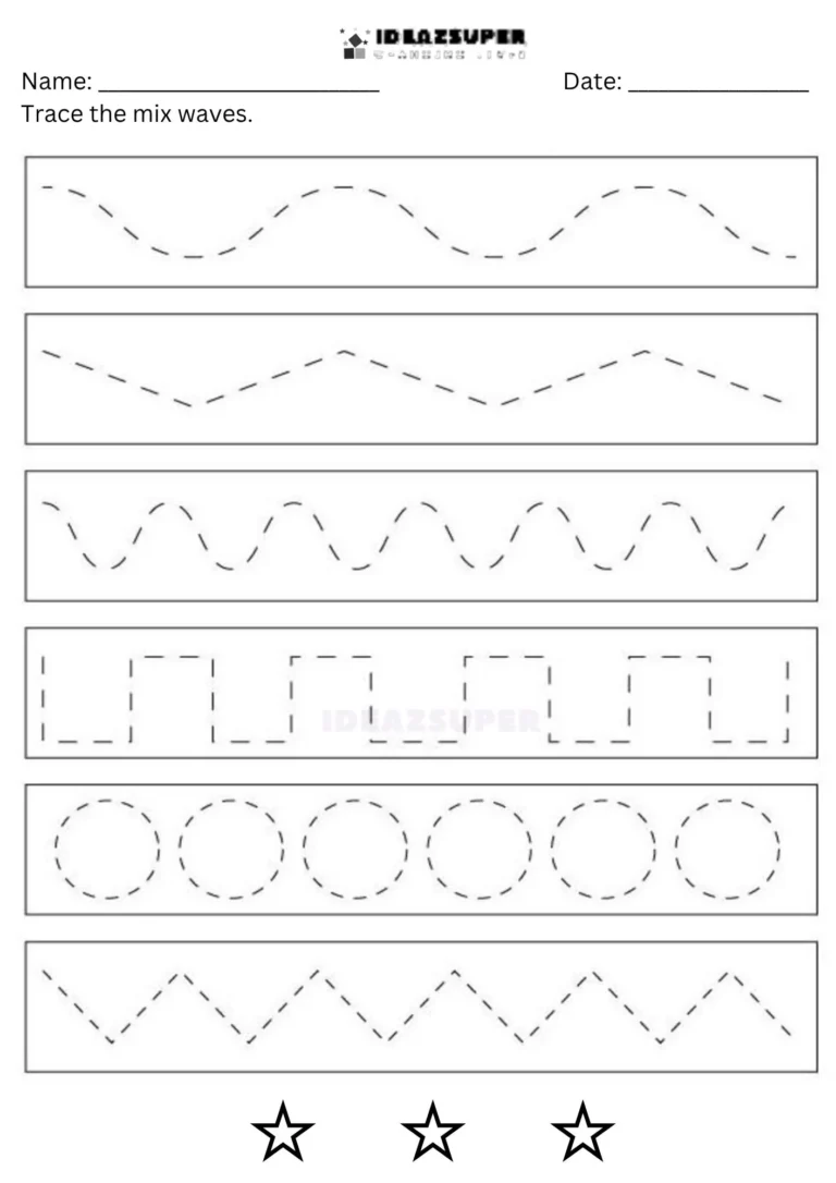 Pattern Writing Worksheets for Preschool trace the mix waves