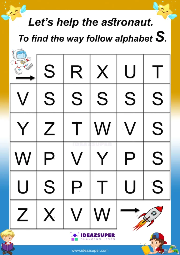 Capital letter S maze: follow the S path
