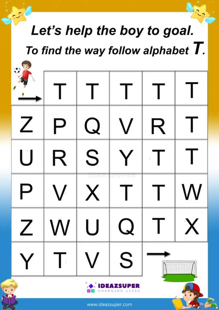 Capital letter T maze: follow the T path