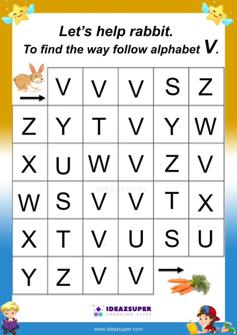 Capital letter V maze: follow the V path