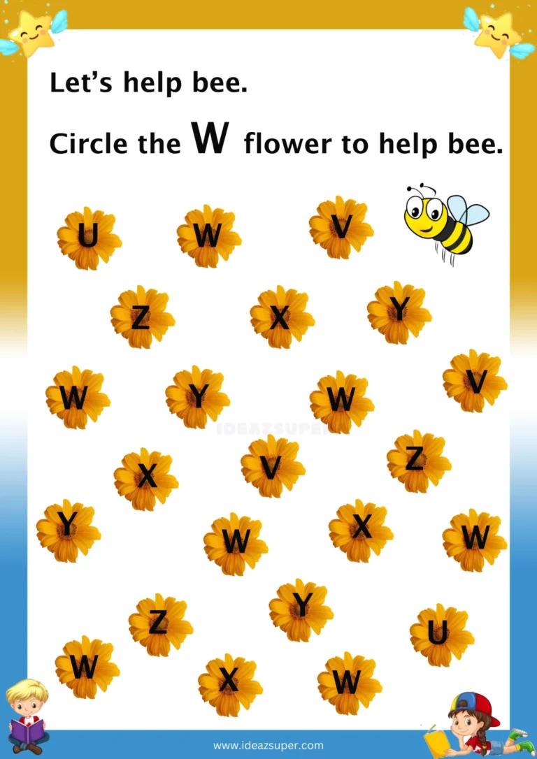 Capital letter W identification worksheet: circle the W